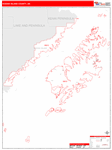 Kodiak Island County Wall Map Red Line Style